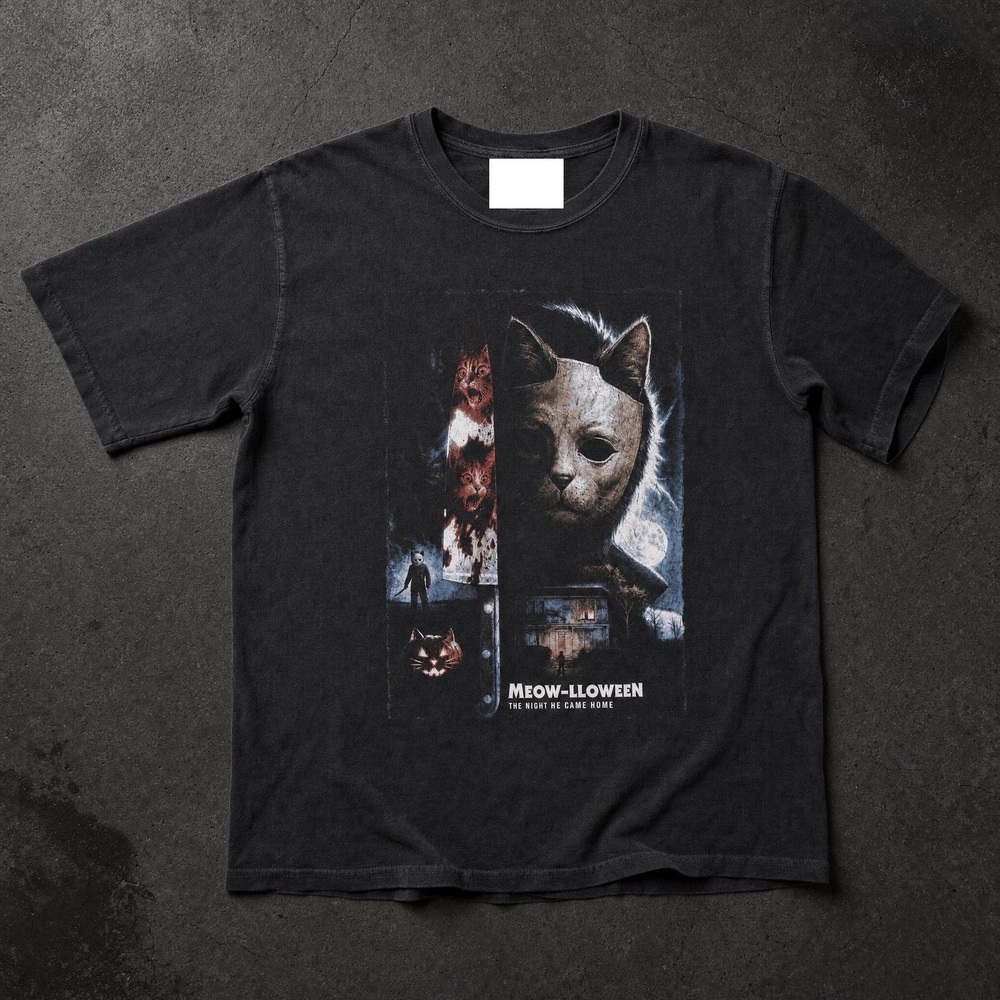 Meow-lloween Cat Slasher Horror T-Shirt